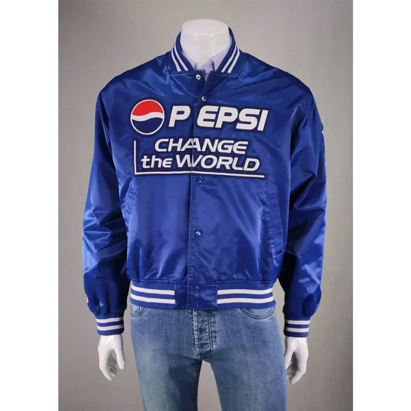 Pepsi Other - Pepsi Change The World Ichiro 2002 Blue Satin Bomber Jacket L-XL